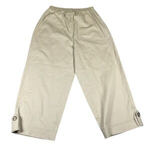 d&co Denim & Company Capri Pants Womens XXS Beige Cotton Stretch Pull On